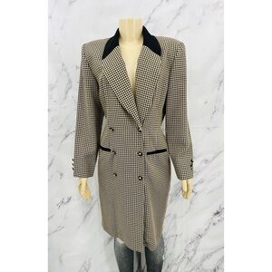 Danny & Nicole Vintage Houndstooth Double Breasted Trench Coat